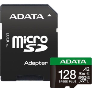 Карта памяти ADATA 128GB microSD class 10 UHS-I U3 V30 A2 Speed Plus (UD128GUI3V30A2SP-RA1)