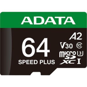 Карта памяти ADATA 64GB microSD class 10 UHS-I U3 V30 A2 Speed Plus (UD64GUI3V30A2SP-RA1)