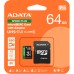 Карта памяти ADATA 64GB microSD class 10 UHS-I U3 V30 A2 Speed Plus (UD64GUI3V30A2SP-RA1)