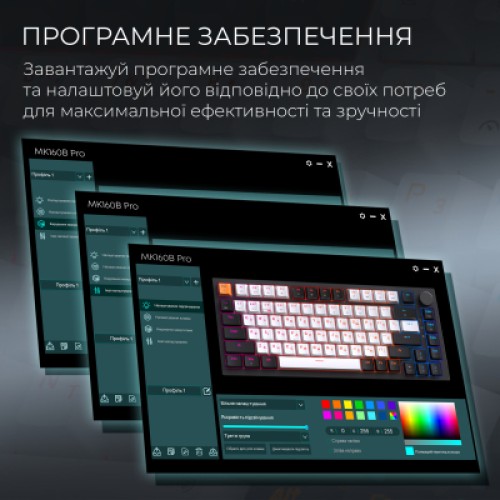 Клавиатура GamePro Asgard Valhalla QLAB Sakura Switch RGB Bluetooth/Wireless/USB-C UA Black (MK160-B-QS-PRO)