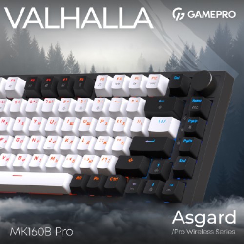 Клавиатура GamePro Asgard Valhalla QLAB Sakura Switch RGB Bluetooth/Wireless/USB-C UA Black (MK160-B-QS-PRO)