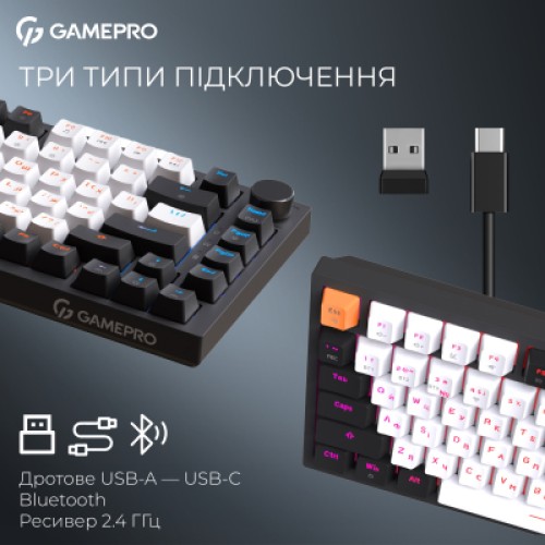 Клавиатура GamePro Asgard Valhalla QLAB Sakura Switch RGB Bluetooth/Wireless/USB-C UA Black (MK160-B-QS-PRO)
