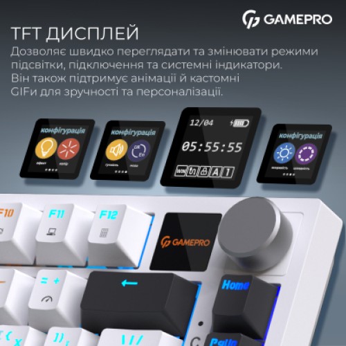 Клавиатура GamePro Asgard Valhalla Pro QLAB Sakura Switch RGB Bluetooth/Wireless/USB-C UA White (MK160-W-D-QS-PRO)