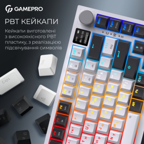 Клавиатура GamePro Asgard Valhalla Pro QLAB Sakura Switch RGB Bluetooth/Wireless/USB-C UA White (MK160-W-D-QS-PRO)