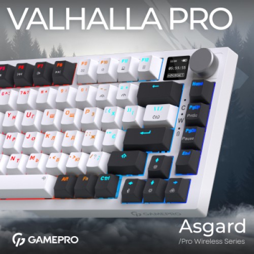 Клавиатура GamePro Asgard Valhalla Pro QLAB Sakura Switch RGB Bluetooth/Wireless/USB-C UA White (MK160-W-D-QS-PRO)