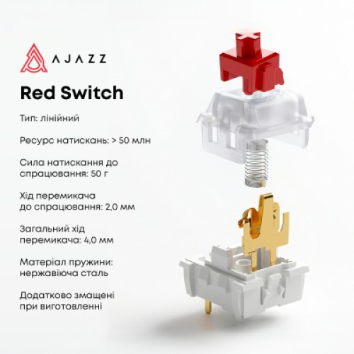 Клавиатура Ajazz AK820 Red Switch USB-C UA White (AK820-R-W)