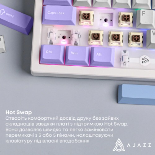 Клавиатура Ajazz Maillard V2 Maillard Switch Wireless/Bluetooth/USB UA Purple/White/Blue (AK980-V2-M-PWB)