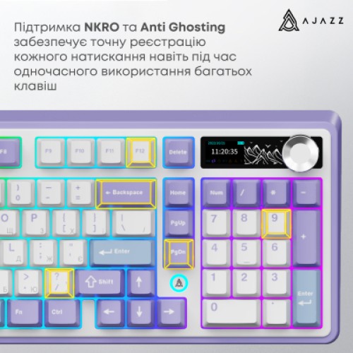 Клавиатура Ajazz Maillard V2 Maillard Switch Wireless/Bluetooth/USB UA Purple/White/Blue (AK980-V2-M-PWB)