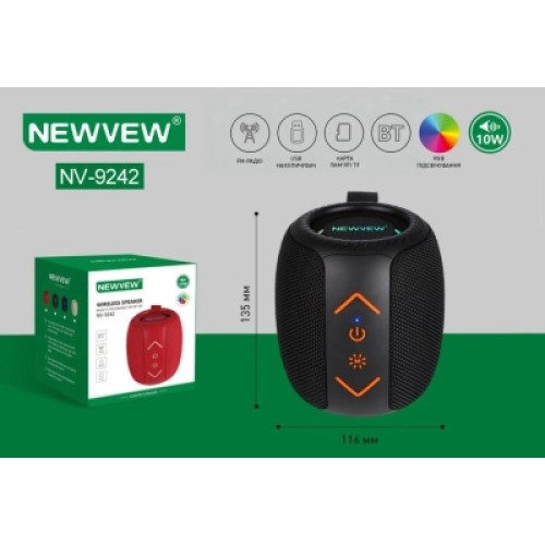 Акустическая система NEWVEW NV-9242 BT/USB/TF/FM/TWS Black (NWVW-NV-9242-BK)