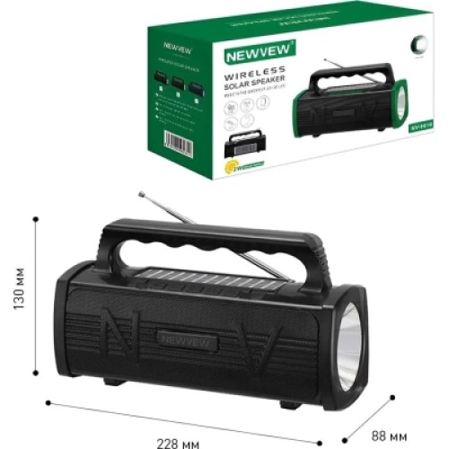 Акустическая система NEWVEW NV-9010 Solar Panel/BT/USB/TF/FM Black (NWVW-NV-9010-BK)