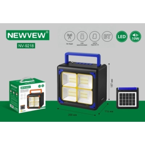 Акустическая система NEWVEW NV-9218 Solar Panel/BT/USB/TF/FM Blue (NWVW-NV-9218-BL)
