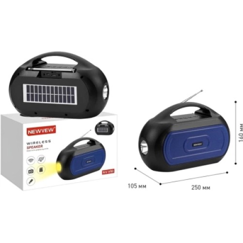 Акустическая система NEWVEW NV-V50 Solar Panel/BT/USB/TF/FM/AUX Blue (NWVW-NV-V50-BL)