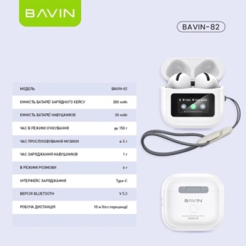 Наушники BAVIN BAVIN-82 Hi-Res LCD Tough White (HB-BA-82-WH)