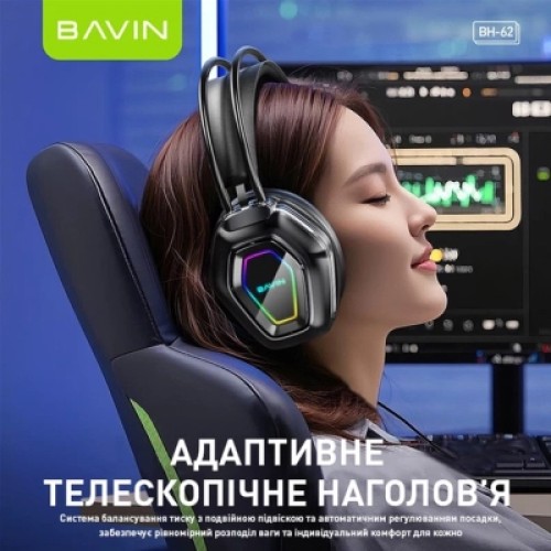 Наушники BAVIN BH-62 Gaming Hi-Res RGB LIGHT Black (HB-BH-62-BK)