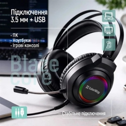 Наушники ColorWay BlazeCore RGB Black (CW-HPG03BK)