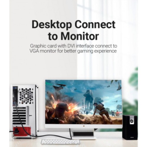 Кабель мультимедийный DVI M to VGA M 3.0m 24+5pin black Vention (EACBI)