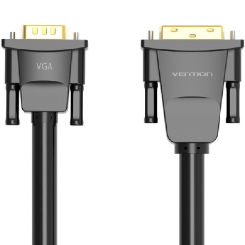 Кабель мультимедийный DVI M to VGA M 1.5m 24+1pin black Vention (EABBG)