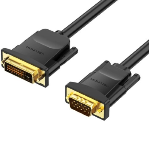 Кабель мультимедийный DVI M to VGA M 1.5m 24+1pin black Vention (EABBG)
