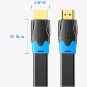 Кабель мультимедійний HDMI M to HDMI M 0.5m V2.0 4K60Hz PVC flat black Vention (AAKBD)