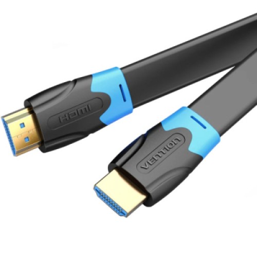 Кабель мультимедийный HDMI M to HDMI M 0.5m V2.0 4K60Hz PVC flat black Vention (AAKBD)