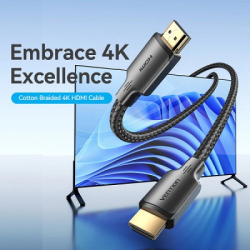Кабель мультимедийный HDMI M to HDMI M 12.0m V2.0 4K30Hz braided Vention (ALLBM)