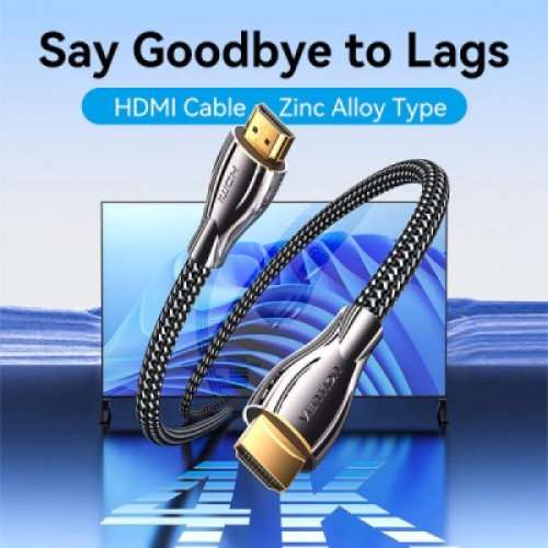 Кабель мультимедийный HDMI M to HDMI M 15.0m V2.0 4K60Hz braided zinc alloy black Vention (ALMBN)