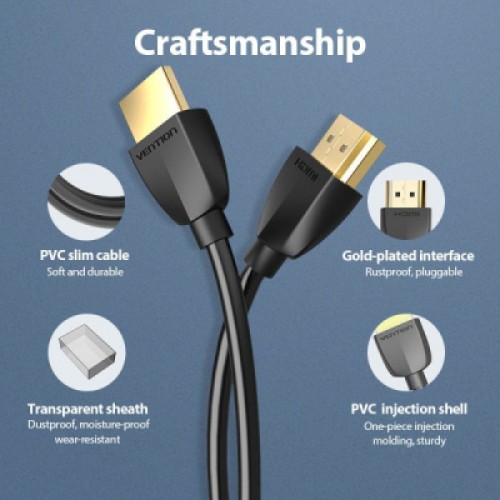 Кабель мультимедийный HDMI M to HDMI M 2.0m V2.0 4K60Hz PVC Vention (AAIBH)