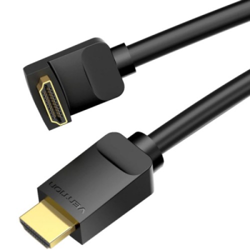 Кабель мультимедийный HDMI M to HDMI M 2.0m V2.0 4K60Hz 90° corner PVC black Vention (AAQBH)