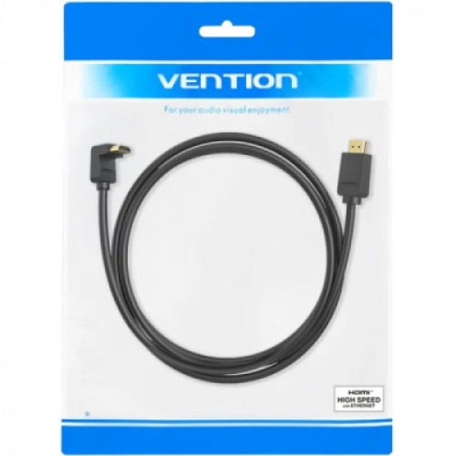 Кабель мультимедийный HDMI M to HDMI M 2.0m V2.0 4K60Hz 90° corner PVC black Vention (AAQBH)