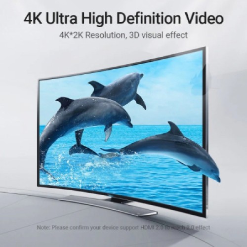 Кабель мультимедийный HDMI M to HDMI M 2.0m V2.0 4K60Hz 90° corner PVC black Vention (AAQBH)