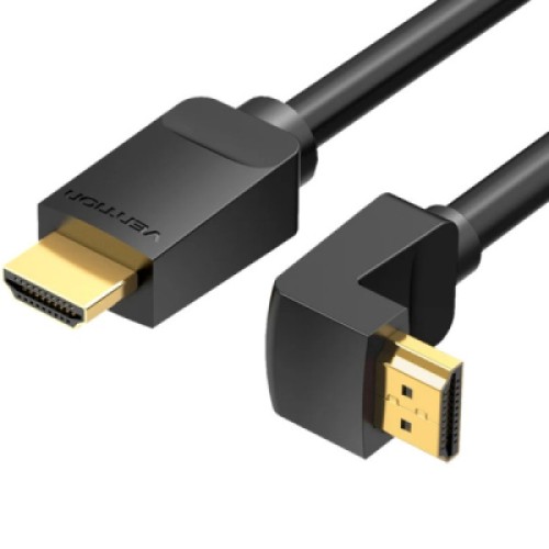 Кабель мультимедийный HDMI M to HDMI M 2.0m V2.0 4K60Hz 90° corner PVC black Vention (AAQBH)