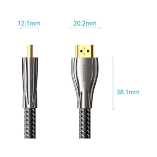 Кабель мультимедийный HDMI M to HDMI M 2.0m V2.0 4K60Hz braided zinc alloy black Vention (ALMBH)