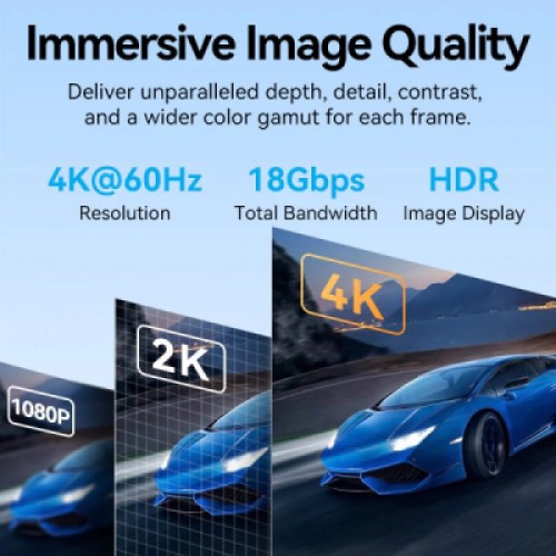 Кабель мультимедийный HDMI M to HDMI M 2.0m V2.0 4K60Hz braided zinc alloy black Vention (ALMBH)