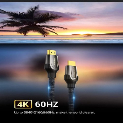 Кабель мультимедийный HDMI M to HDMI M 3.0m V2.0 4K60Hz braided zinc alloy black Vention (VAA-B05-B300)