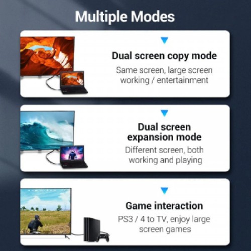 Кабель мультимедийный HDMI M to HDMI M 5.0m V2.0 4K60Hz PVC flat black Vention (AAKBJ)