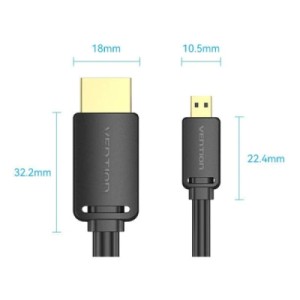 Кабель мультимедійний HDMI M to HDMI micro M 2.0m V2.0 4K60Hz 18Gbps black Vention (AGIBH)
