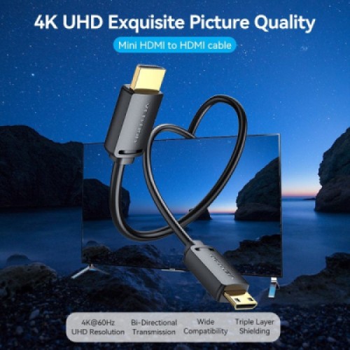 Кабель мультимедийный HDMI M to HDMI mini M 2.0m V2.0 4K60Hz 18Gbps HDR Dolby Vention (AGHBH)