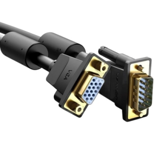 Кабель мультимедийный VGA M to VGA F 5.0m black Vention (DAGBJ)