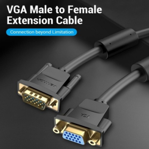 Кабель мультимедийный VGA M to VGA F 5.0m black Vention (DAGBJ)