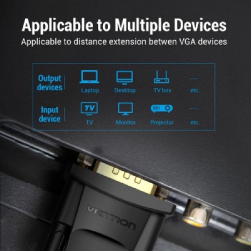 Кабель мультимедийный VGA M to VGA F 5.0m black Vention (DAGBJ)