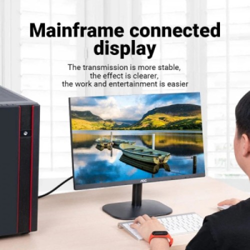 Кабель мультимедийный VGA M to VGA M 1.0m ferrite black Vention (DAEBF)