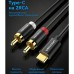 Кабель мультимедийный USB-C M to 2xRCA M 1.5m black Vention (BGDBG)