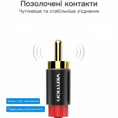 Кабель мультимедийный USB-C M to 2xRCA M 1.5m black Vention (BGDBG)