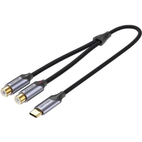 Кабель мультимедийный USB-C M to 2xRCA F 0.5m black Vention (BGVHD)
