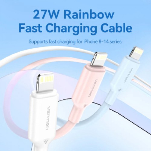Дата кабель USB-C to Lightning 1.0m PD27W PVC blue Vention (LAKSF)