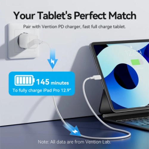 Дата кабель USB-C to Lightning 1.0m PD27W PVC blue Vention (LAKSF)