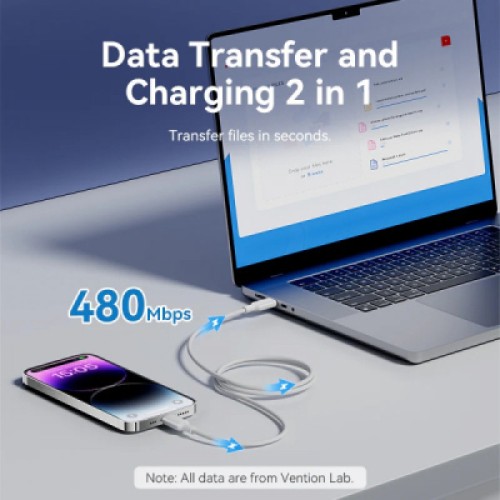 Дата кабель USB-C to Lightning 1.0m PD27W PVC blue Vention (LAKSF)