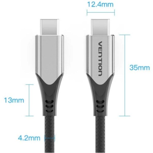Дата кабель USB-C to USB-C 0.5m 60W USB 3.1 cotton braided Vention (TAAHD)
