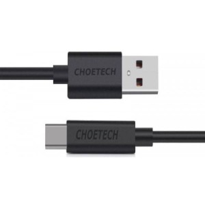 Дата кабель USB 2.0 AM to USB-C 3.0m 18W PVC black Choetech (AC0004-BK)