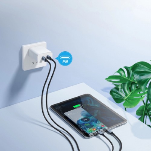 Дата кабель USB-C to USB-C 1.2m 60W braided black Choetech (XCC-1014)